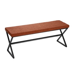 Harper Metal Bench with Boucle Upholstered Cushion - 1 of 4