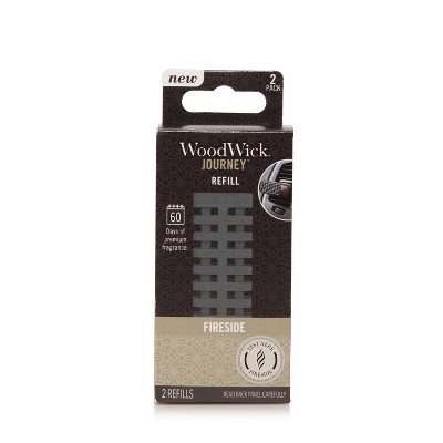 WoodWick 2pk Journey Car Air Fresheners Universal Refill Fireside: Vetiver & Apple Car Scent, Woodsy Fragrance
