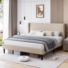 homfan Upholstered Bed Frame with Wingback Headboard, Luxurious Velvet Upholstery Platform Bed, Wooden Slat Support, and Easy Assembly - 2 of 4