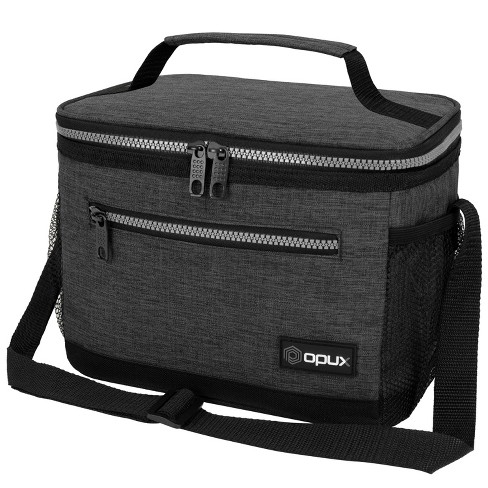 MIER Large Insulated Lunch Bag Cooler Tote Dual Compartment, Gray