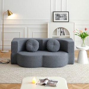GDFStudio Xanthe 75.5" Velvet and Compressed Foam Floor Sofa Bed - 1 of 4