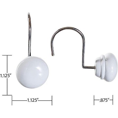 White Resin Decorative Shower Curtain Hooks Set of 12