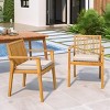 Acacia Wood Outdoor Dining Chairs Set of 2,Waterproof Cushion Patio Armrests Chair,Outdoor Dining Chair for Patio Garden-Cuddlewood - 2 of 4
