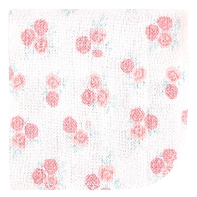 Hudson Baby Infant Girl Rayon from Bamboo Washcloth Bundle, Soft Pink Roses, One Size, 5 of 11