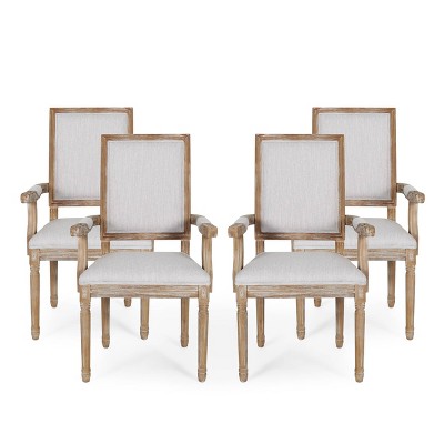 Set of 4 Maria French Country Wood Upholstered Dining Chairs - Christopher Knight Home