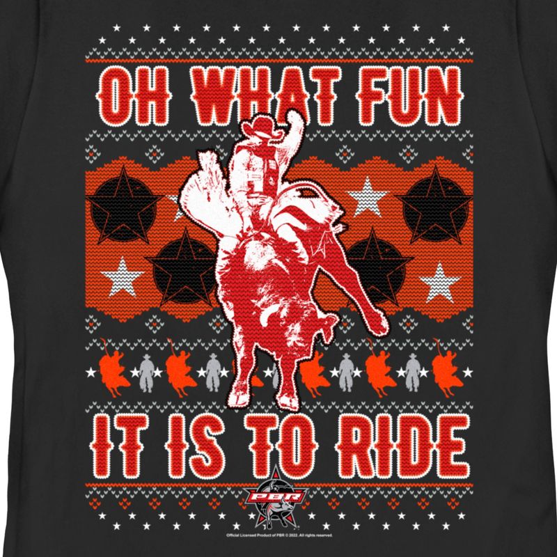 Women's Professional Bull Riders Oh What Fun it is to Ride Sweater Print T-Shirt, 2 of 5