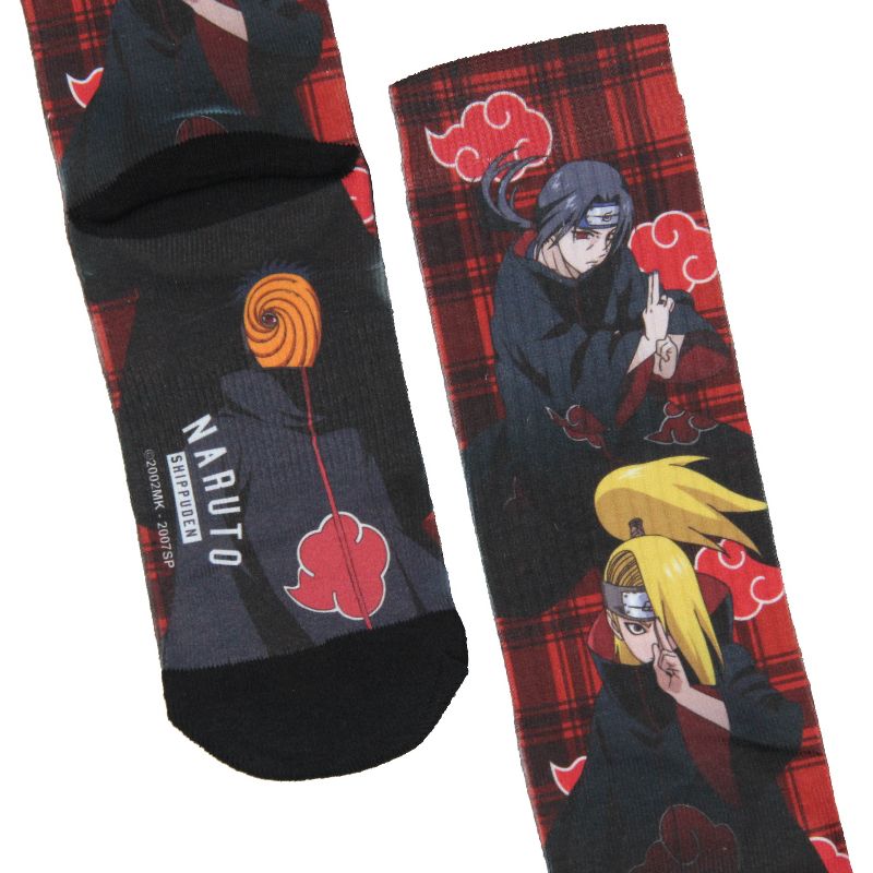 Naruto Shippuden Akatsuki Socks Anime Manga Men's Sublimated Crew Socks Black, 3 of 5