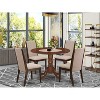 HomeStock 5-Piece Round Mahogany Finish Solid Wood Top Dining table with 4 Chairs - 2 of 4