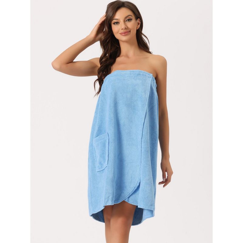 cheibear Women's Bath Gym Towel Wrap Robe Spa Towels with Shower Cap Bathrobe, 2 of 6
