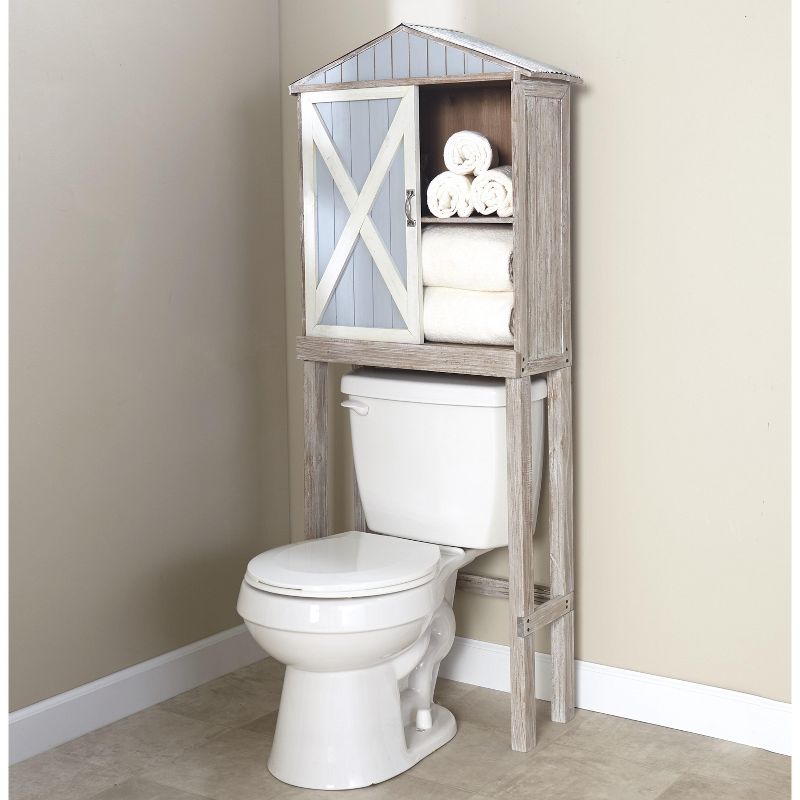The Lakeside Collection Rustic Barn Door Over the Toilet Storage Cabinet for the Bathroom, 2 of 9