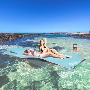 Whisen Large Floating Water Mat Roll-Up Lake Pool Pad with Tether Straps, 3-Layer High-Density XPE Foam - Colorful - 1 of 4