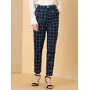 INSPIRE CHIC Women's Vintage Tartan Plaid Elastic Waist Straight Long Trousers - 4 of 4
