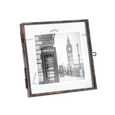 Isaac Jacobs Vintage Style Brass and Glass Metal Floating Picture