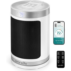 SereneLife Portable Space Heater—Wi-Fi Enabled, Thermostat, Remote Control, Digital Display (White) - 1 of 1