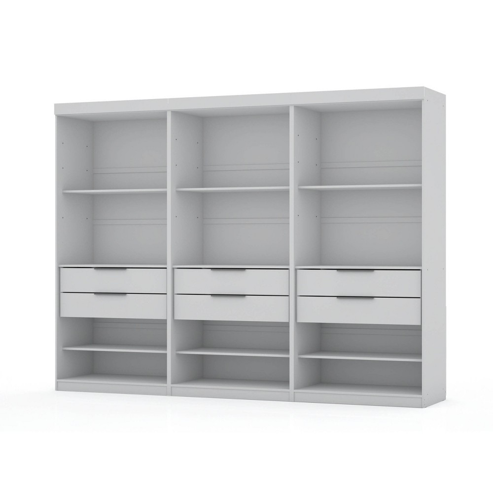 Set of 3 Mulberry Open 3 Sectional Closet White - Manhattan Comfort: MDF Composite, 12 Shelves, 6 Drawers -  77601288