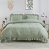 Ruffle King Size Duvet Cover Set, 3PCS Soft Washed Microfiber Vintage French Country Design with Button Closure, Easy Care - 2 of 4
