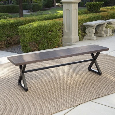 Coolbibila-Aluminum Dining Bench,  Outdoor Bench With Steel Frame, Modern Bench With X-Frame Base For Durability