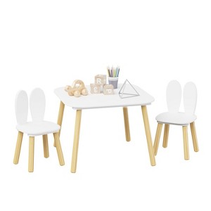 KWPZQEB Kids Table and 2 Chairs Set, 3 Pieces Toddler Table and Chair Set, Children Wooden Activity Play Table Set for Classroom, Daycare, Home, White - 1 of 4