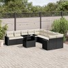 vidaXL 11 Piece Patio Sofa Set with Cushions Black and Cream Poly Rattan - 2 of 4