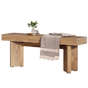 Lantine 47" Wooden Entryway Bench, Farmhouse End of Bed Bench, Kitchen Table Benches Seat for Hallway, Bedroom, Foyer, Dining Room - 1 of 4