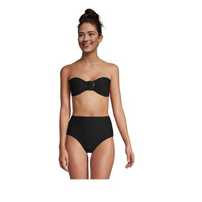 Lands' End Women's Texture Chlorine Resistant Bandeau Bikini Top Swimsuit Removable Straps
