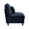 Vynxaria Modern Armless Sofa ¨C Blue Chenille, W/1 Pillow, Detachable Ruffle Skirts (2 Styles), Multi-Module Configurable, Curved Petal Armrests - 4 of 4