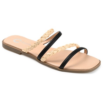 Journee Collection Womens Brinna Tru Comfort Foam Low Stacked Heel Slide Sandals Black 11