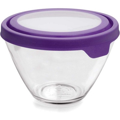Anchor Hocking Splashproof Mixing Bowl with Eggplant TrueSeal Lid, 3 Quart