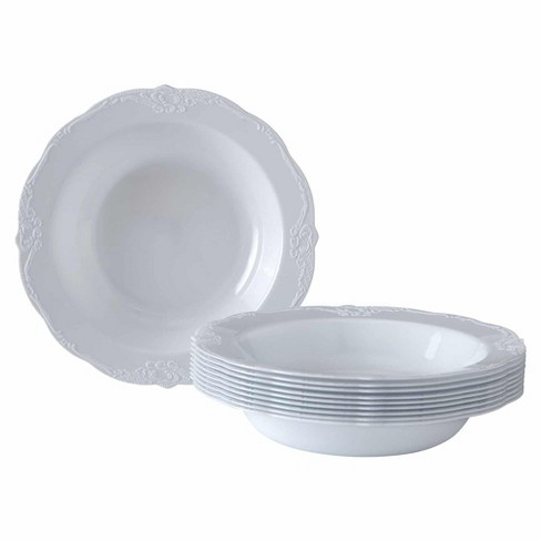 Exquisite Disposable Plastic Bowls - 40 Piece Party Pack - Plastic Soup  Bowls, 12 oz, Ivory