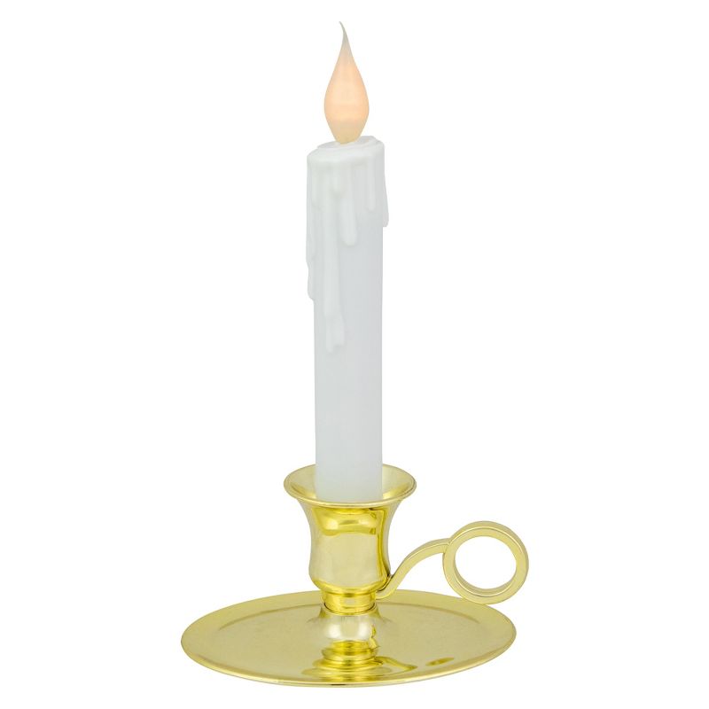 Northlight 8" Pre-Lit LED White Lighted Christmas Candle Lamp with Oval Handle Base, 1 of 6