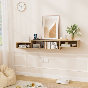 WOWLIVE 59in&71in Floating TV Stand with LED Light, Floating Shelf with Storage Shelf, Media Console Entertainment Center for Living Room - 1 of 4