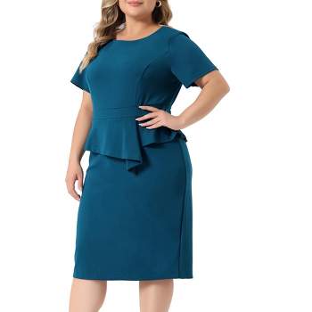 Agnes Orinda Women's Plus Size Relaxed Fit Peter Pan Collar Elegant Formal  A-line Dress Navy Blue 3x : Target