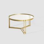 Modern Glam Tray Top Round Glass Coffee Table Gold - Saracina Home