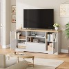 63" TV Stand for TVs up to 72" - Farmhouse Wave Design Entertainment Center with 2 Glass Door Cabinets & Open Shelves, Media Console for Living Room - 3 of 4