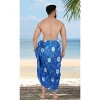 LA LEELA Men's Sarong Aloha Beach Pareo Wrap One Size Tropical Floral Leafs Blue - 4 of 4