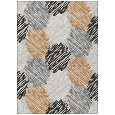 Copper Ivory And Gray Geometric Washable Indoor Outdoor Area Rug