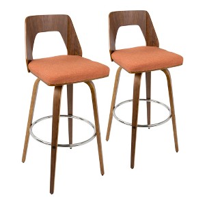 30" Fabric Mid-Century Modern Barstool with 360-Degree Swivel, Set of 2 for Kitchen or Home Bar - 1 of 4