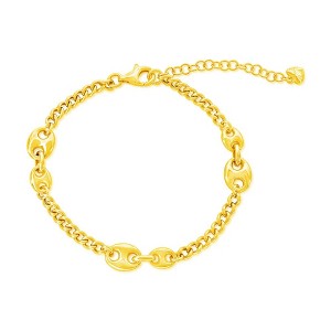 Bella Silver Sterling Silver, Marina Cuban Bracelet - Gold Plated - Gold - 7+1.5 Inch - 1 of 2