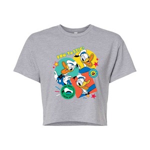 Women's - Disney - Donald Duck Sticker Look Cropped Graphic T-Shirt - 1 of 4