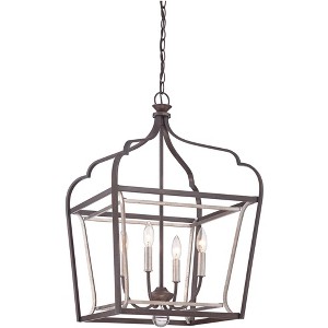 Minka Lavery Dark Rubbed Aged Silver Pendant Chandelier 18" Wide Industrial 4-Light Fixture for Dining Room House Foyer Kitchen - 1 of 2