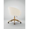 Mshliw Modern Faux Fur Swivel Office Chair with High Back, Adjustable Height, Dining Chair, Golden Metal Base & Armrests for Bedroom or Office - 3 of 4