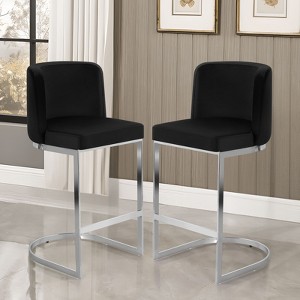 Bekrvio 26" Counter Height Bar Stools - with Back & C-Shaped Metal Frame, Upholstered Chairs for Kitchen Island, Home Bar, Pub - 1 of 4