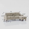VASIP Convertible Sofa with with Movable Ottoman ,L-Shaped 3-Seater Combination Couch , for Living Room, Office & Small Spaces.Beige - 3 of 4