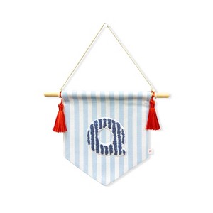 Ramus & Co. "A B C" Blue Striped Create-Your-Own Banner with Red Tassels and Chenille Letter Patch - 1 of 3