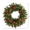 Nearly Natural 24-in Frosted Artificial Christmas Wreath with 50 Warm White LED Lights, Ornaments and Berries - 2 of 4