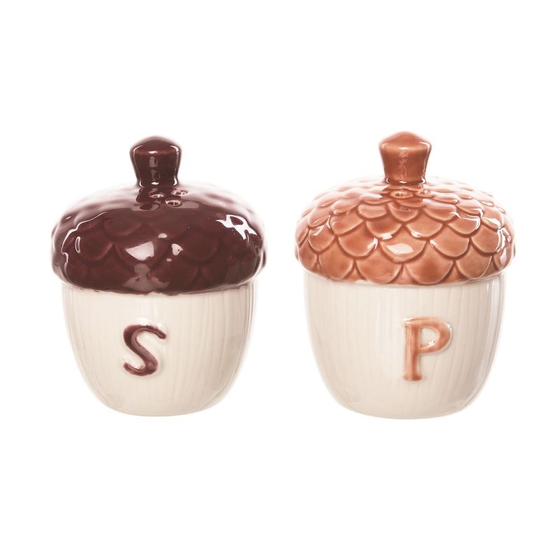 Transpac Harvest Classic Acorns Ceramic Salt and Pepper Shakers Collectables Multicolor 3.43 in. Set of 2, 1 of 6