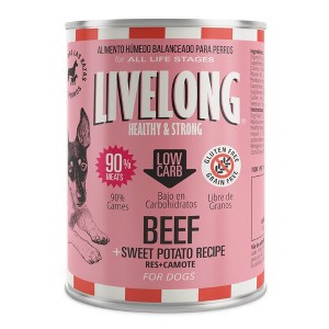 Livelong Healthy & Strong Beef & Sweet Potato Wet Dog Food, 12pk 12.5oz Cans - 1 of 4