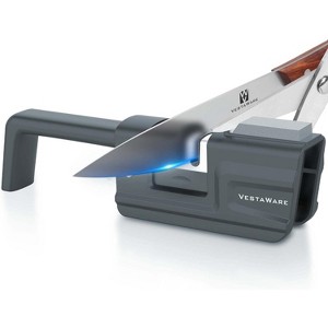 3-in-1 Knife Sharpeners - Foldable Handle, Gray - Blade and Scissor Sharpening Tool with Sharpener Stone - 1 of 4