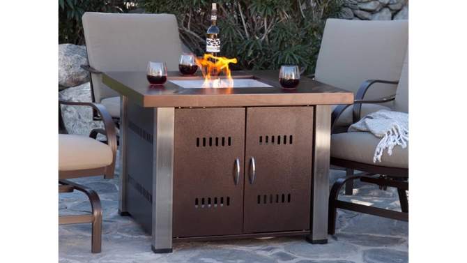 Square Powder Coated Steel Propane Fire Pit - Brown - AZ Patio Heaters, 2 of 10, play video