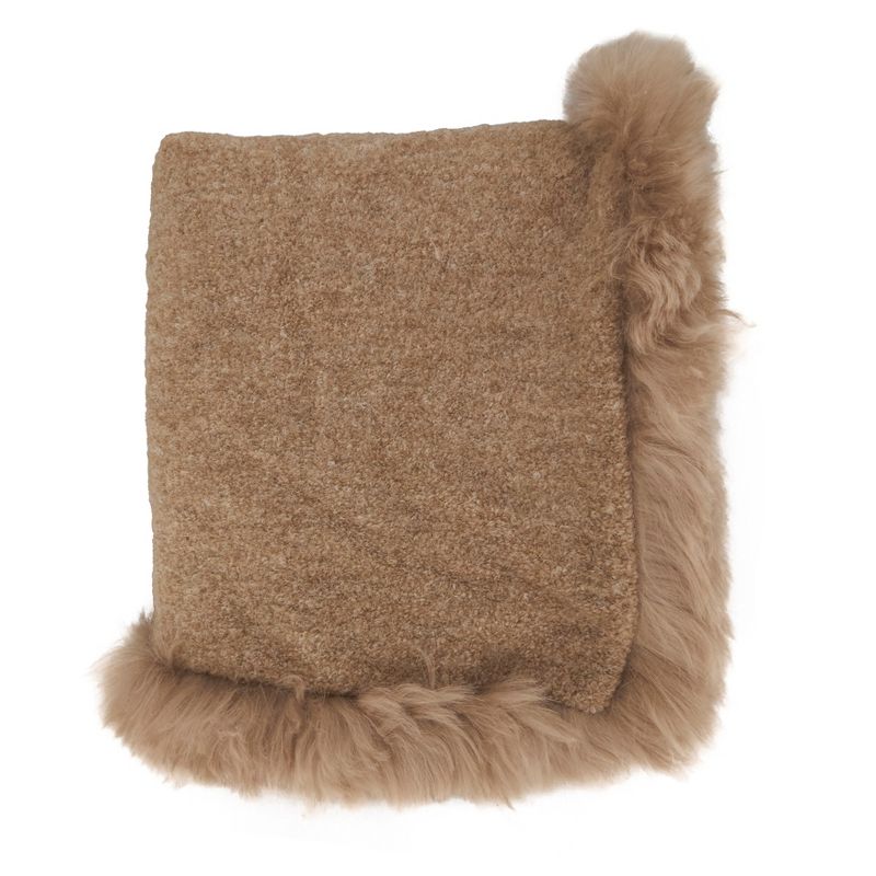 Saro Lifestyle Wildly Cozy Llama Fur Throw Blanket with Lamb Fur Border, 1 of 3